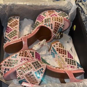 Kurt Geiger Pink Rhinestone Platform Sandals